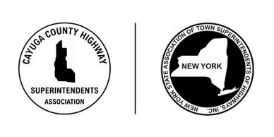 Logos of Cayuga County Highway Superintendents and New York Town Superintendents Associations.