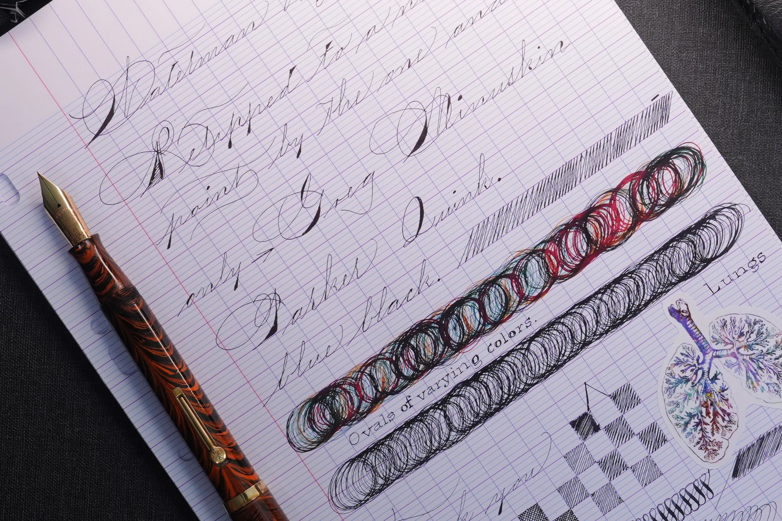 Writing Samples From A Recent Retip of A Waterman's #58!