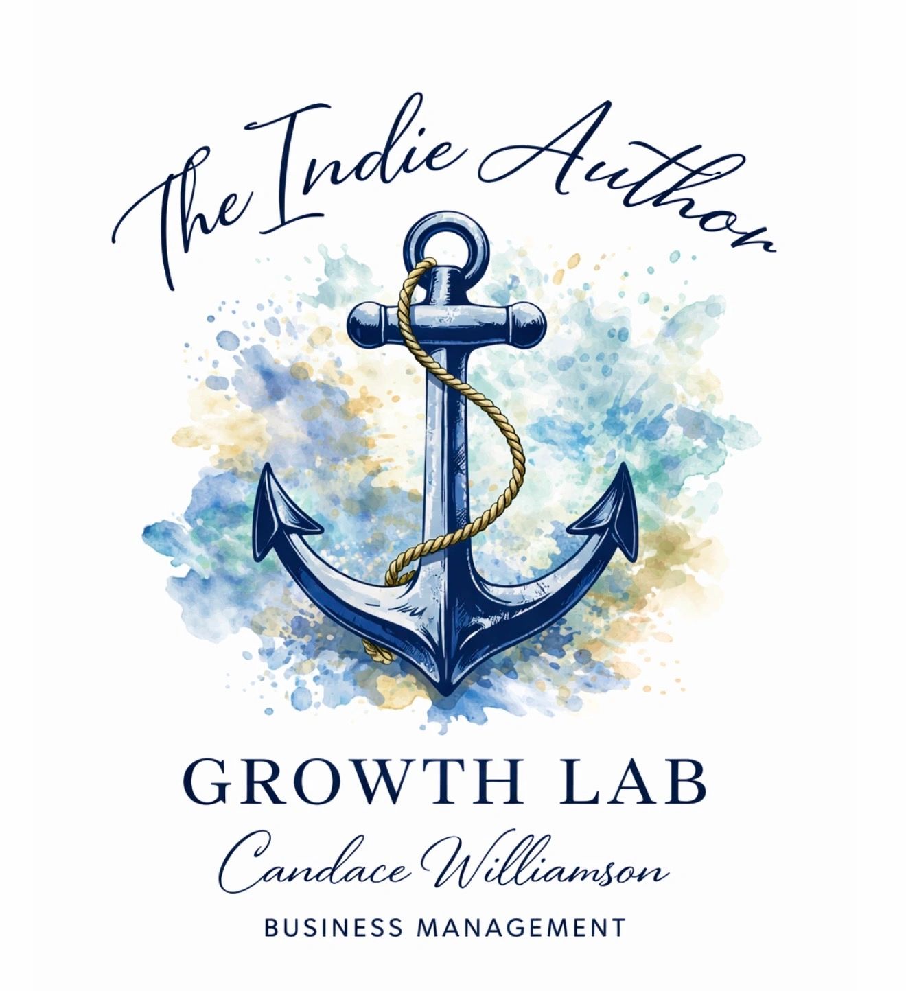 Logo with anchor and text for The Indie Author Growth Lab by Candace Williamson.