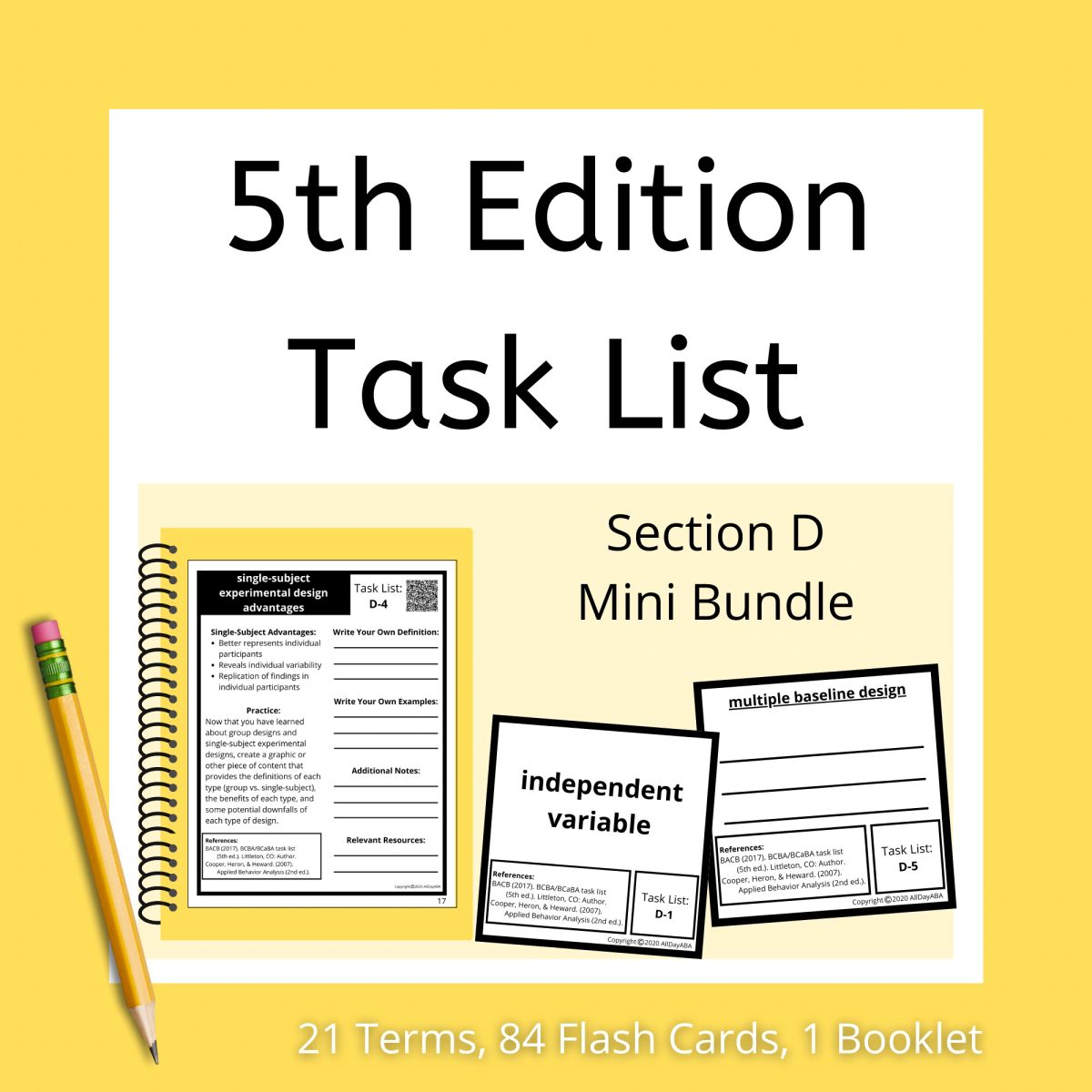 Section D 5th Edition Task List Mini Bundle for ABA and BCBA Exam Prep ...