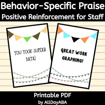 Behavior-Specific Praise Cards for Staff Positive Reinforcement in ABA ...
