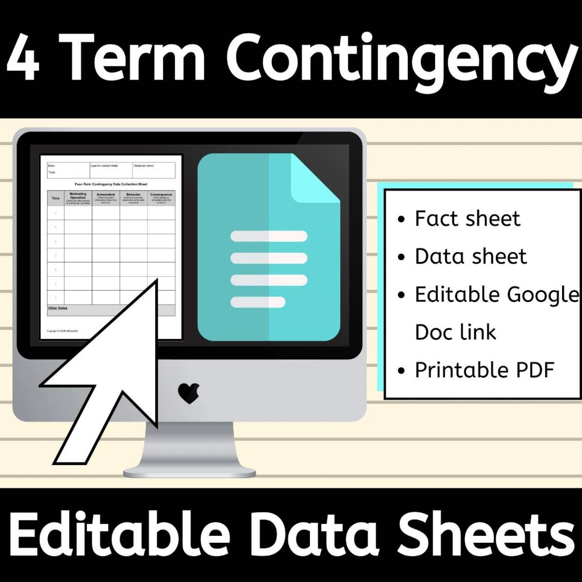 Four-Term Contingency Data Sheet for ABA ABC Data Chart with Examples ...