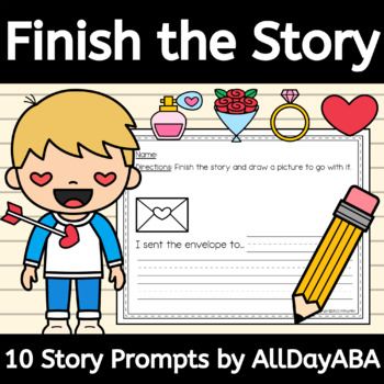 Finish the Story Valentine's Day Writing Prompts Worksheets for Kindergarten  Activities