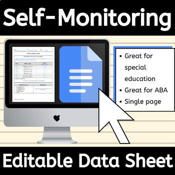 Editable Self-Monitoring Data Sheet Google Doc™ for ABA and Special ...