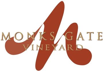 Logo of Monks Gate Vineyard with a stylized 'M' and gold text.