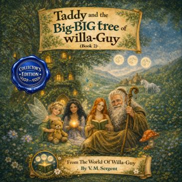 Fantasy book cover with magical forest and mystical characters.