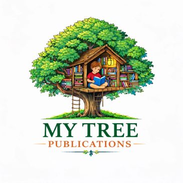 A vibrant logo of a treehouse library with a child reading and the text 'My Tree Publications'.