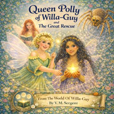 Cover of "Queen Polly of Willa-Guy and The Great Rescue" featuring two fairies and a spider.