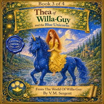 Book 3 of 4 in the magical Willa-Guy series featuring Thea and blue unicorns.