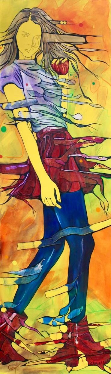 Oil painting by Memphis artist Casey Smith depicting a European holding an apple.