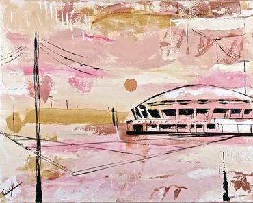 Oil painting by Memphis artist Casey Smith depicting the Mid-South Coliseum.