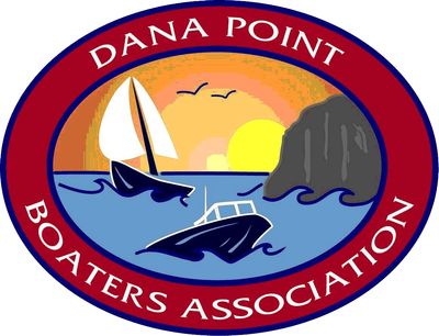 Logo of Dana Point Boaters Association with boats and sunset.