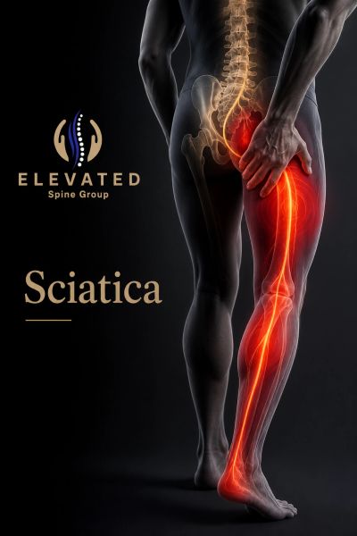 Visual representation of sciatica pain along the leg.
