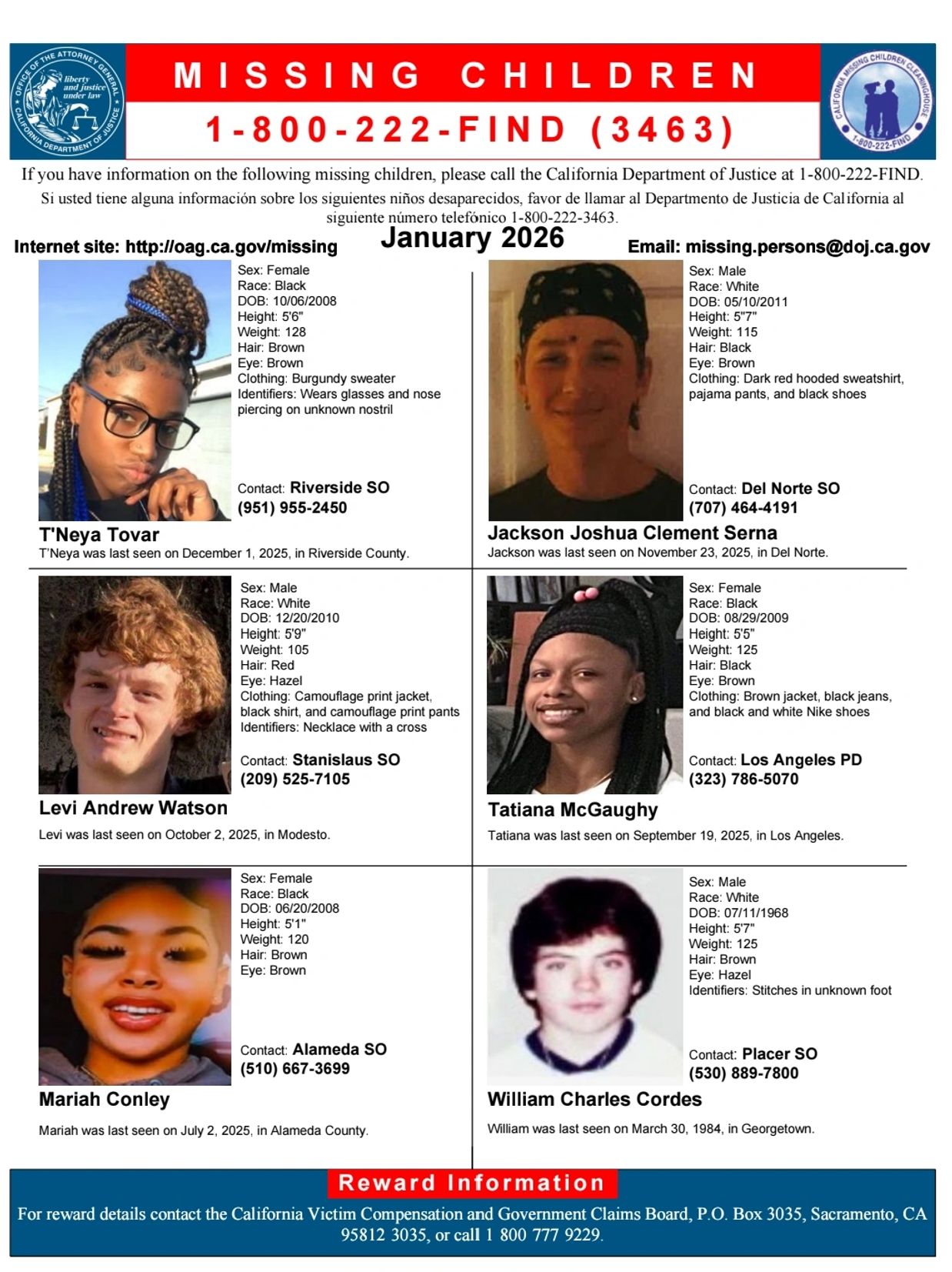 In California, a missing person is someone whose whereabouts is unknown to the reporting party. This