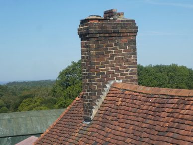 Historic brick chimney of listed building in Goudhurst Kent.