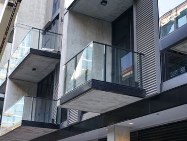 Balcony with glass railing