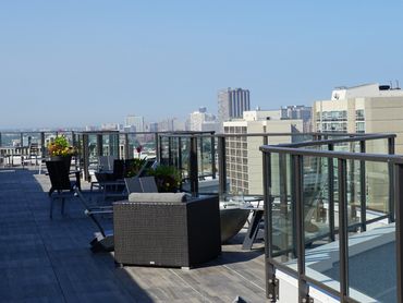 Rooftop balcony with glass railing