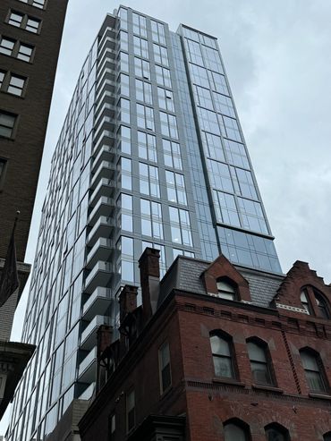 Balcony with glass railing