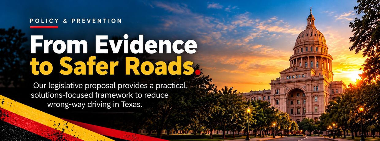 Legislative proposal for safer roads in Texas to reduce wrong-way driving.