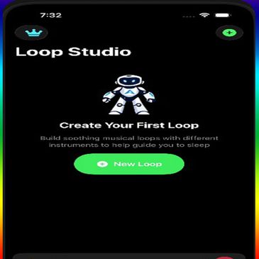 Mobile app interface for creating musical loops to aid sleep.
