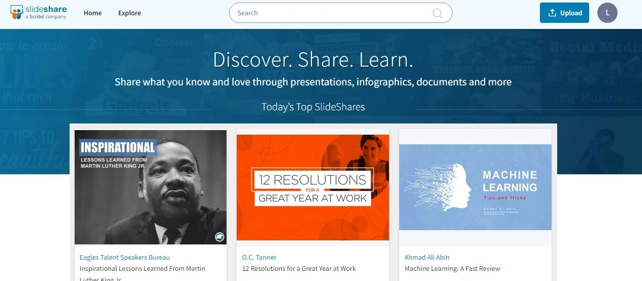 Overall, Slideshare serves as an effective platform for sharing work globally and gaining exposure for creative and professional projects. It enables users to showcase their slides to a broad audience and leverage the power of online sharing to promote their work. Overall, Slideshare serves as an effective platform for sharing work globally and gaining exposure for creative and professional projects. It enables users to showcase their slides to a broad audience and leverage the power of online sharing to promote their work.