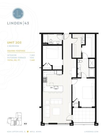 2 Bed, 2 Bath Unit with 1 Balcony 