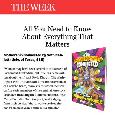 Book review of 'Mothership Connected' highlighting women in Parliament-Funkadelic's success.