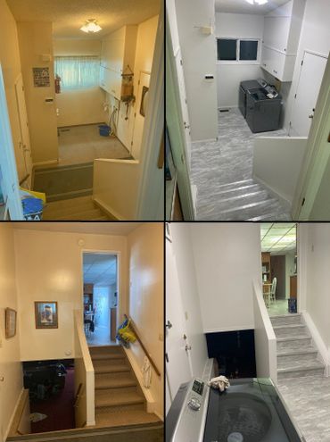 New paint and flooring gives this back entry a fresh look.