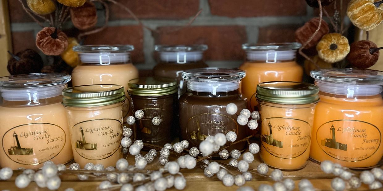 Lighthouse Candle Factory Fall Collection Sample custom, handmade candles.