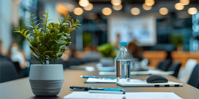 "Small conference room set up for a workshop, encouraging interactive learning."