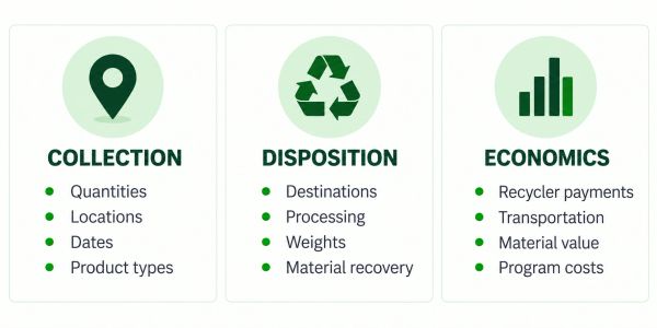 Three categories: Collection, Disposition, Economics with related details.