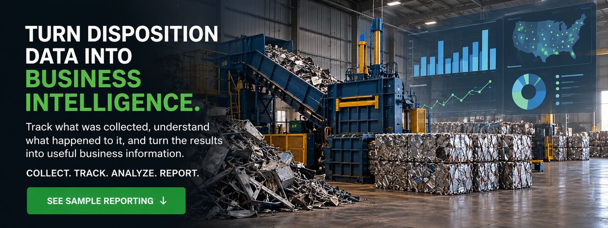 Industrial scrap processing with business intelligence overlay.