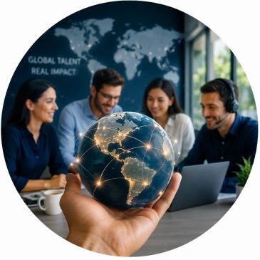 Equipo de trabajo con conexión global.