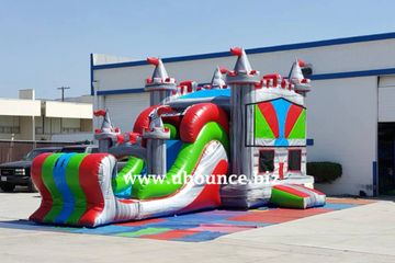 Gender neutral bounce house. Water slide.