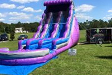 Two lane water slide. Purple water slide. 