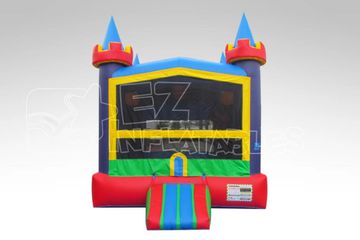 15x15 with basketball hoop. Add a banner to the front to customize your bounce house. 