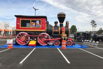 Train bounce house.