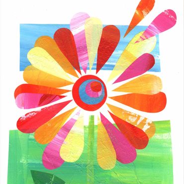 Illustration by Jane Dippold of daisy with rainbow petals