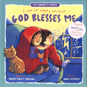 Bookcover of God Blesses Me, two kids with flashlight and under blanket, illustrated by Jane Dippold