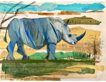 Rhino in the grasslands