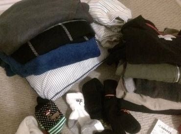 gave away fleece blankets , pillow cases , pillow, socks to those in need 