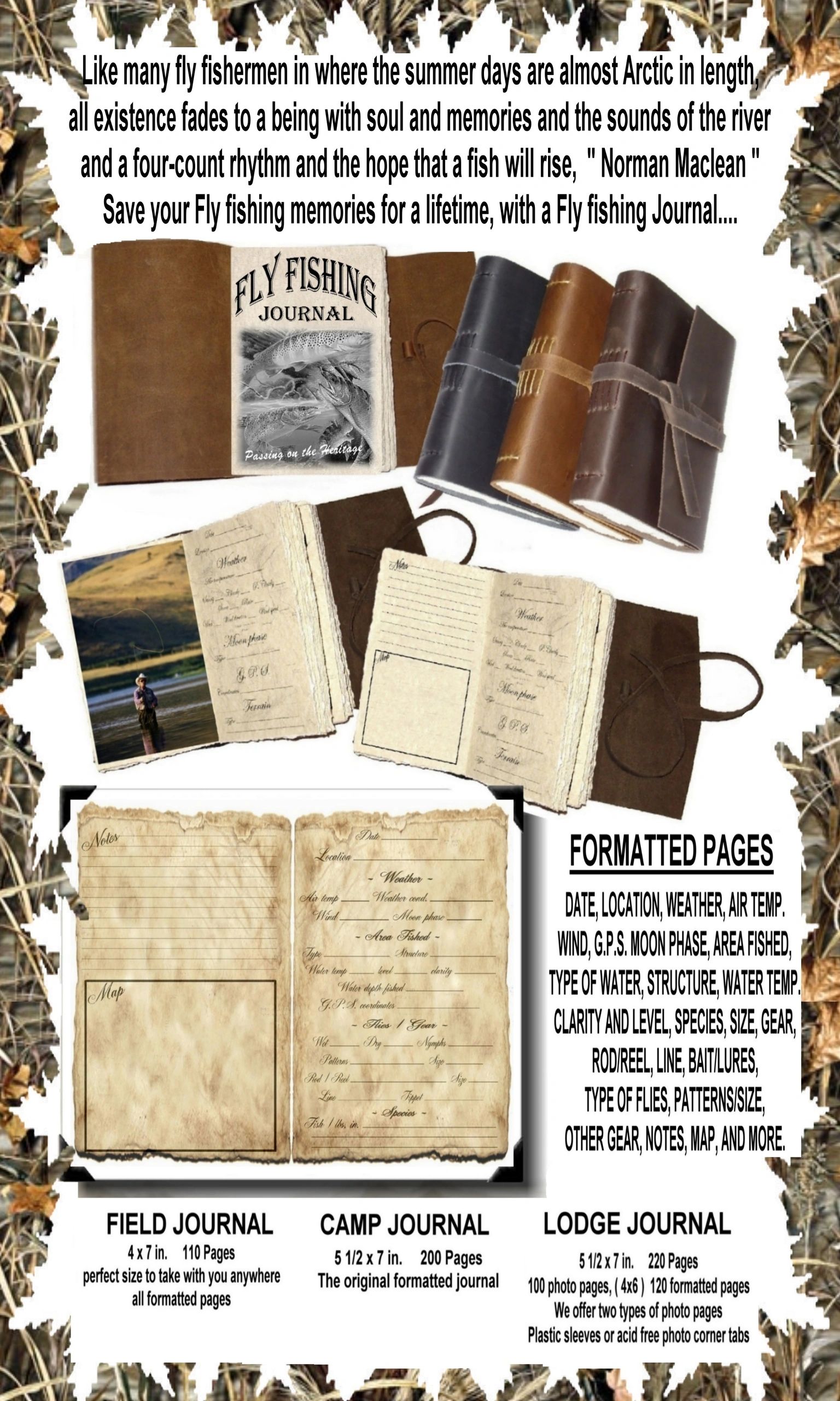 Fly fishing Journals Fly fishing Log Handmade Leather