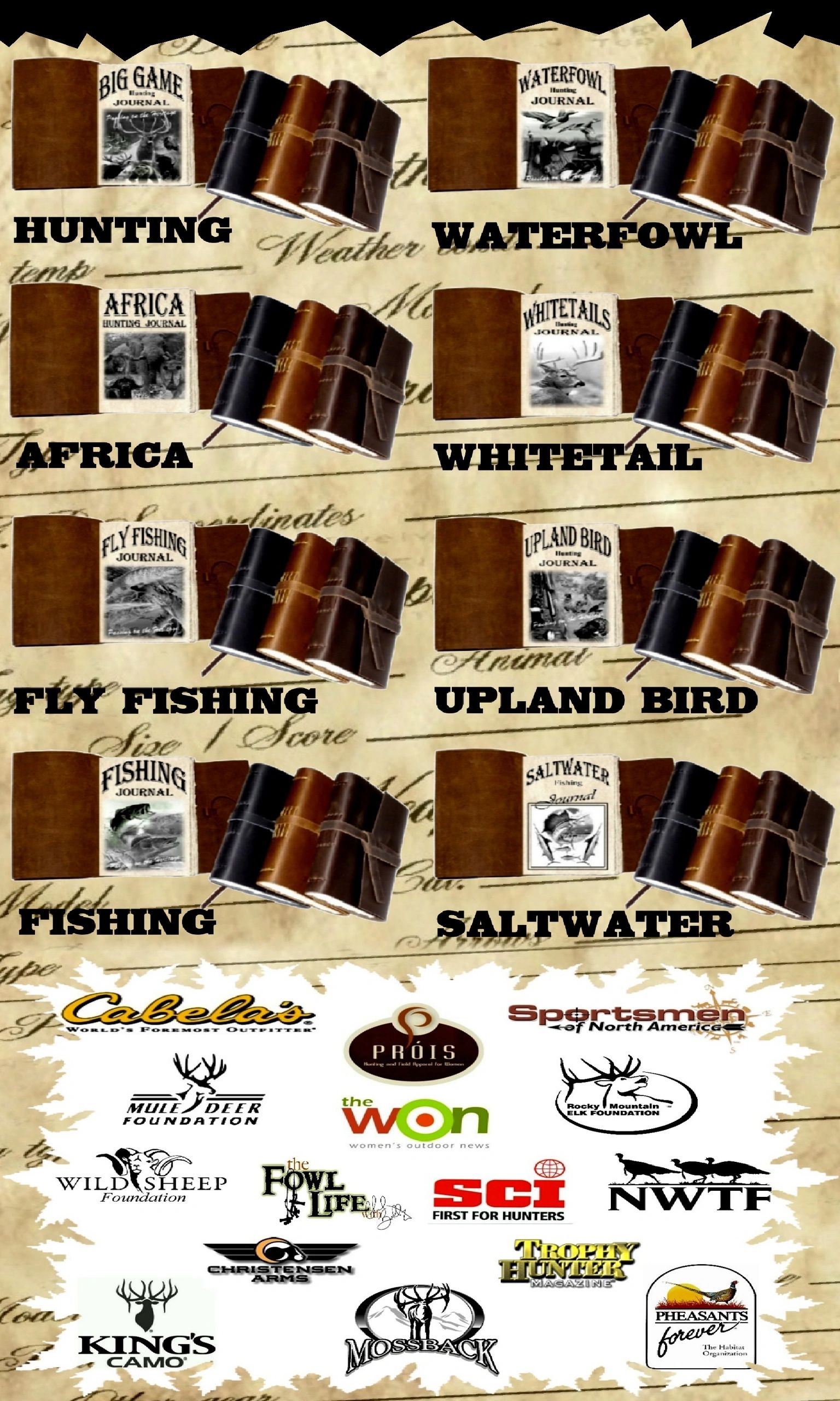 HUNTING FISHING JOURNALS HANDMADE LEATHER