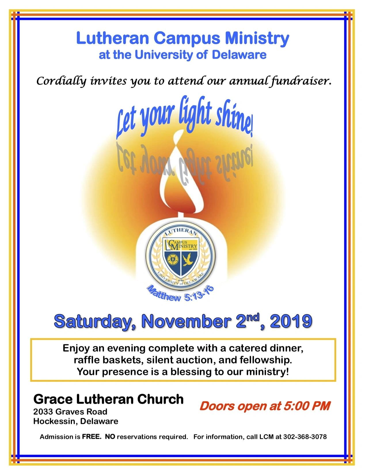 Lutheran Campus Ministry fundraiser event at University of Delaware on November 2, 2019.