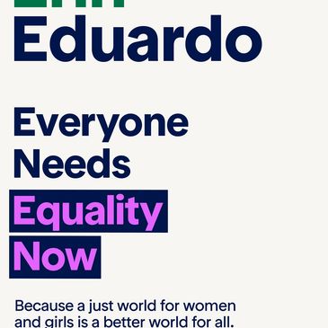 Poster advocating for equality and justice for women and girls.