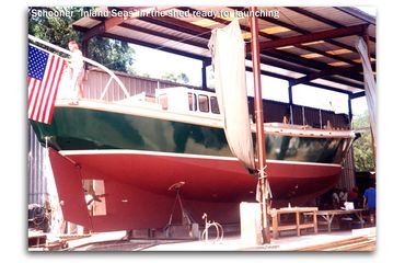 Vessel Inland Seas ready for launching at Treworgy Custom Boats