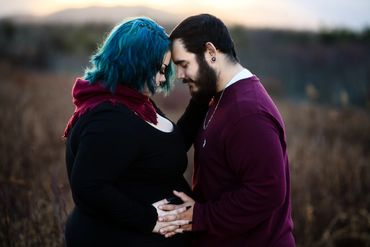 Maternity session photo of a couple with heads together in Erwin, TN. 