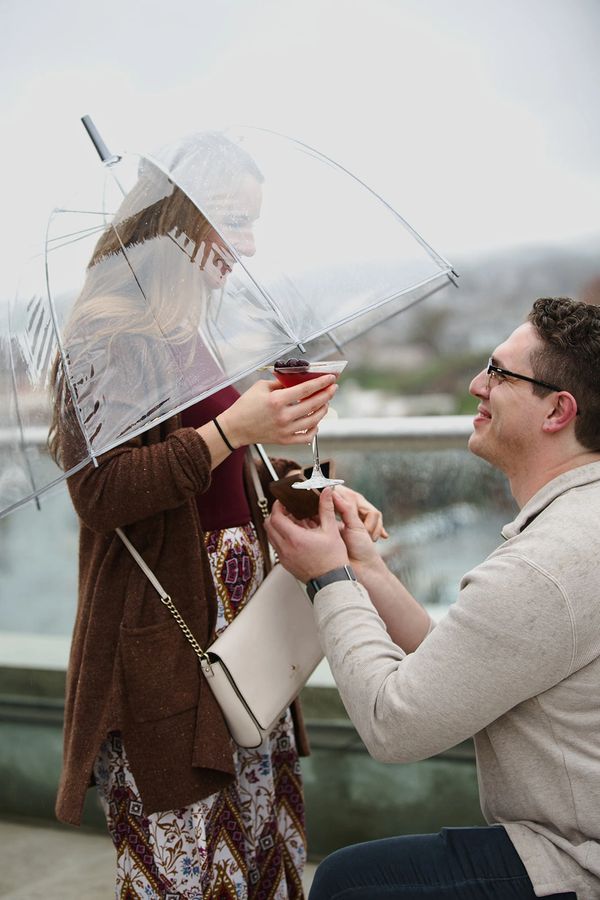 Rooftop surprise marriage proposal w/Johnson City Photographer @ The Bristol Hotel.