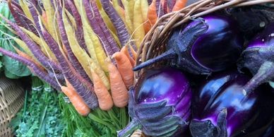 eggplants, carrots