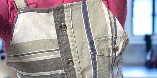 Memory apron upcycled from men's shirt